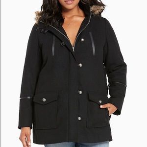 Torrid Wood Coat with Fur Hood